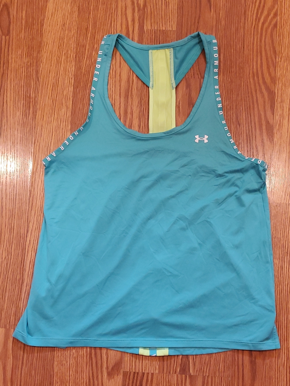 Under Armour Blue Teal Racerback Tank with Lime Accent